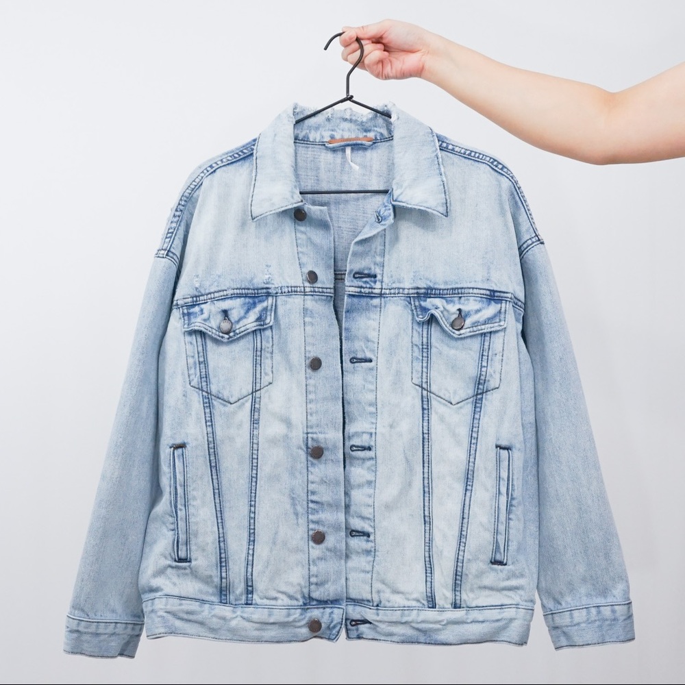 Free People Denim Trucker Jacket - Picture 2 of 4